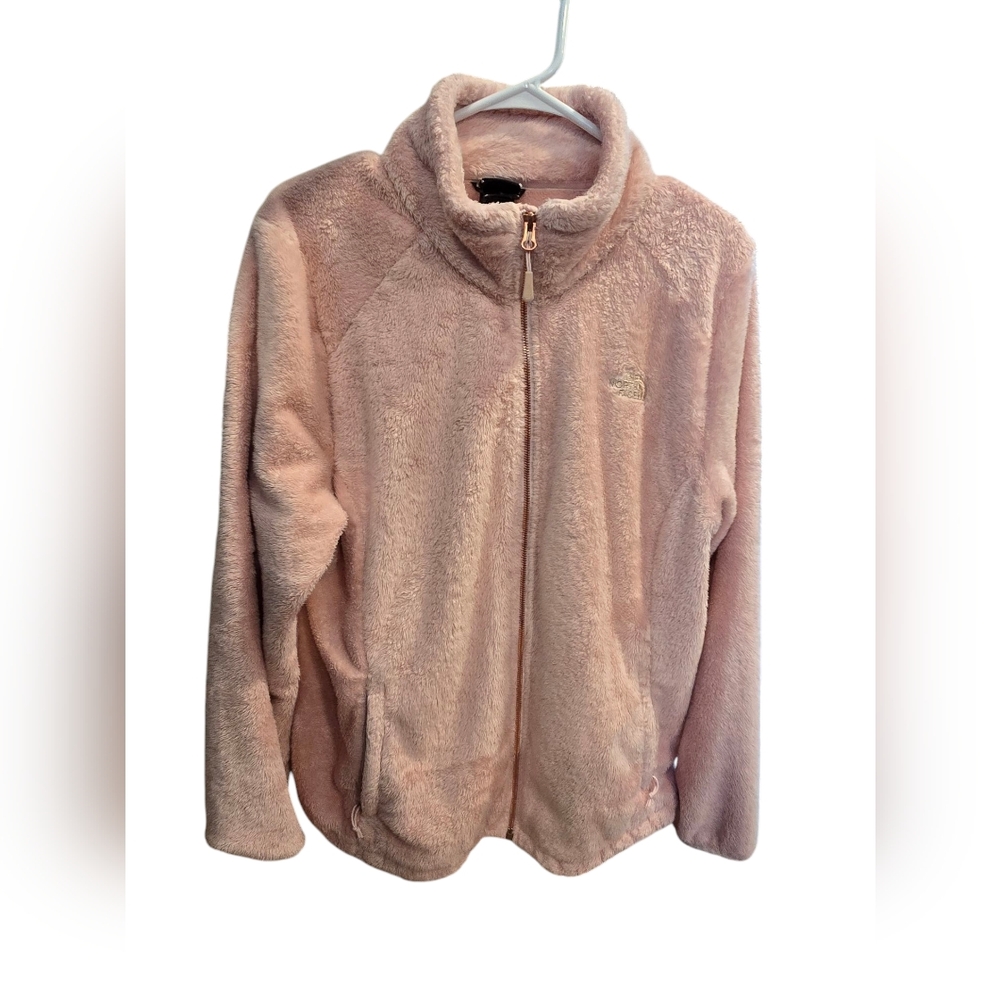 Women's XL Light Pink North Face Fleece Jacket with Rose Gold Zipper